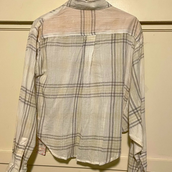 NWT Free People Oversized Button Down Stylish Shirt with Batwing Sleeves - Picture 2 of 10